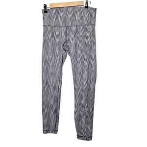 Lululemon Womens Gray‎ & White High Rise Workout Leggings Size 10 Workout Gym